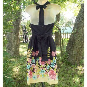 Black Halter Top Sundqress with Beautiful Floral Border..by "Fire", Los Angeles